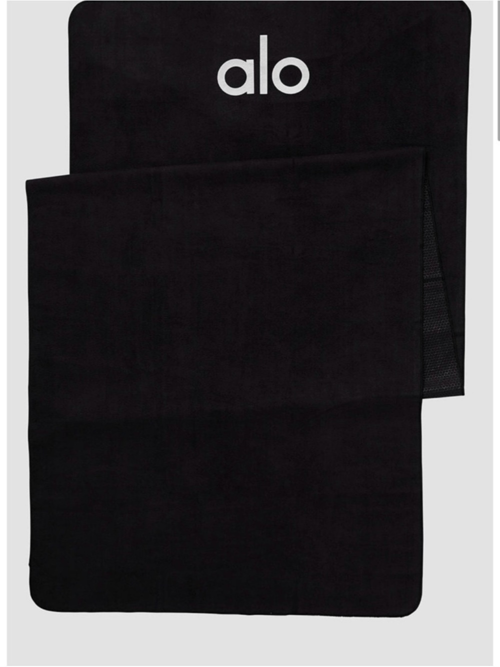 ALO Yoga Black Performance Towel with White Logo